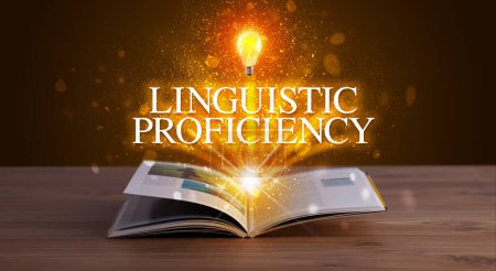 Sprachkompetenz-Einschreibung aus einem offenen Buch, pädagogisches Konzept