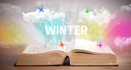 Photo for Open book with WINTER inscription, vacation concept - Royalty Free Image