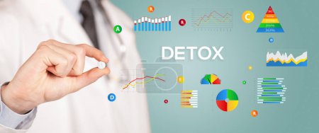 Photo for Nutritionist giving you a pill with DETOX inscription, healthy lifestyle concept - Royalty Free Image