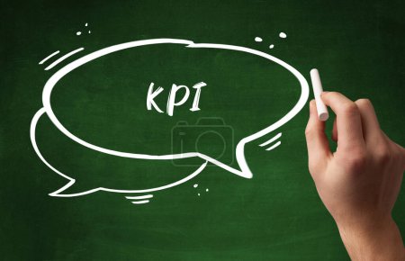 Photo for Hand drawing KPI abbreviation with white chalk on blackboard - Royalty Free Image