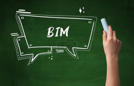 Photo for Hand drawing BIM abbreviation with white chalk on blackboard - Royalty Free Image