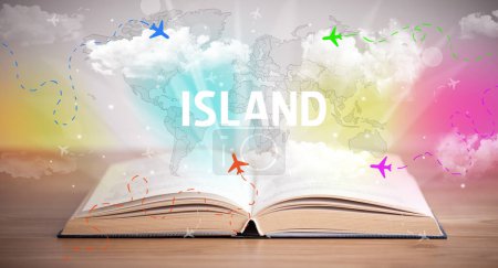 Photo for Open book with ISLAND inscription, vacation concept - Royalty Free Image