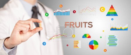 Photo for Nutritionist giving you a pill with FRUITS inscription, healthy lifestyle concept - Royalty Free Image