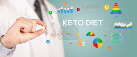 Photo for Nutritionist giving you a pill with KETO DIET inscription, healthy lifestyle concept - Royalty Free Image