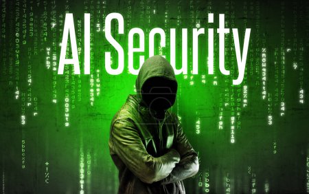 Photo for Faceless hacker with AI Security inscription, hacking concept - Royalty Free Image