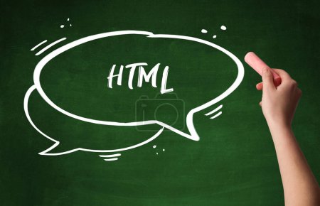 Photo for Hand drawing HTML abbreviation with white chalk on blackboard - Royalty Free Image