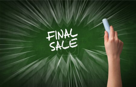 Photo for Hand drawing FINAL SALE inscription with white chalk on blackboard, online shopping concept - Royalty Free Image