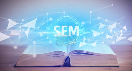 Photo for Open book with SEM abbreviation, modern technology concept - Royalty Free Image