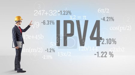 Technology Engineer in hard hat with IPV4 abbreviation