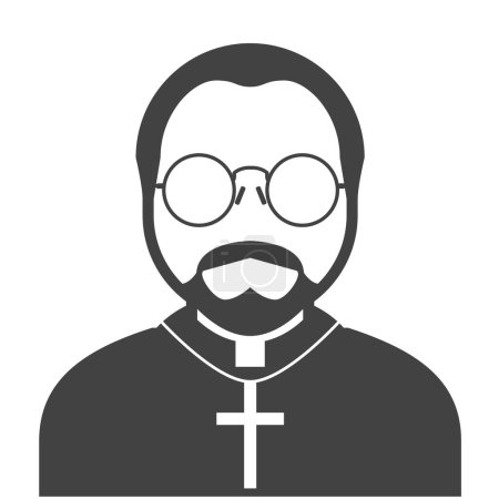Téléchargez les illustrations : Icône prêtre catholique, avatar du pasteur chrétien dans les spécifications, homélie du dimanche, vecteur - en licence libre de droit