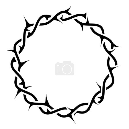 Illustration for Crown of thorns for church emblem, wreath or crucifixion thorn, prickly frame, vector - Royalty Free Image