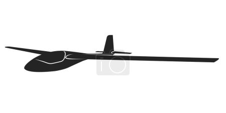 Illustration for Soaring glider sailplane silhouette, none motive-powered aircraft, side view, vector - Royalty Free Image