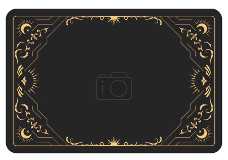 Illustration for The reverse side of a tarot cards batch, frame with fancy pattern, esoteric and mystic border, sorcery, vector - Royalty Free Image