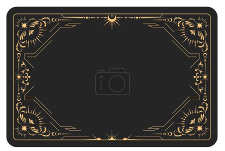 Illustration for The reverse side of a tarot cards batch, magic frame with elegant pattern, esoteric and mystic border, vector - Royalty Free Image