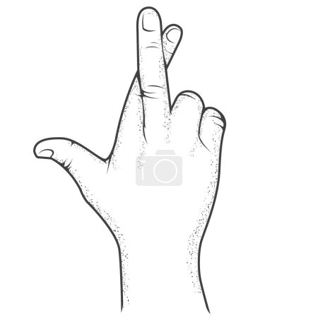 Illustration for Crossed fingers hand gesture, good luck and hope symbol, fake promise sign or swindle, vector - Royalty Free Image