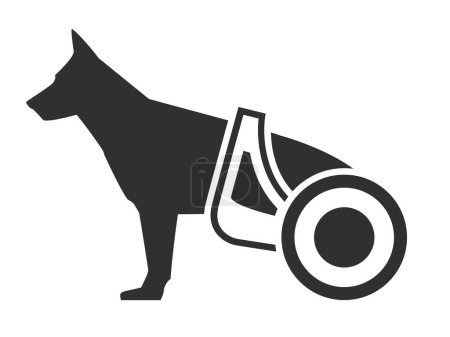 Foto de Perro paralítico en carro de la silla de ruedas, icono de mascota discapacitada, perro discapacitado, vector - Imagen libre de derechos