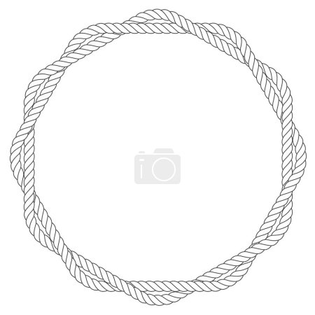 Foto de Marco de cuerda redonda con dos cuerdas retorcidas, marco de círculo náutico, vector - Imagen libre de derechos