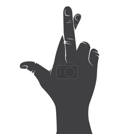 Illustration for Crossed fingers hand gesture, fake promise and lies superstition sign, good luck symbol, vector - Royalty Free Image