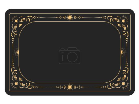 Illustration for Mystic style banner with ornamental border, tarot cards style frame, esoteric border, vector - Royalty Free Image