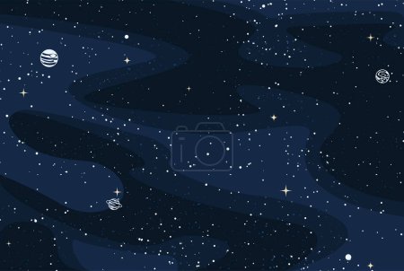 Foto de Cielo estrellado de dibujos animados, planetas en el espacio, cosmos o galaxia con nebulosas y estrellas brillantes, vector - Imagen libre de derechos