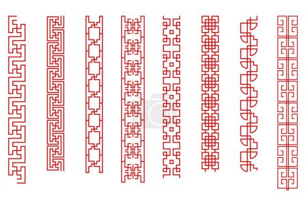 Foto de Fronteras decorativas en estilo chino, ornamento asiático étnico, colección de líneas de patrón de marco, vector - Imagen libre de derechos