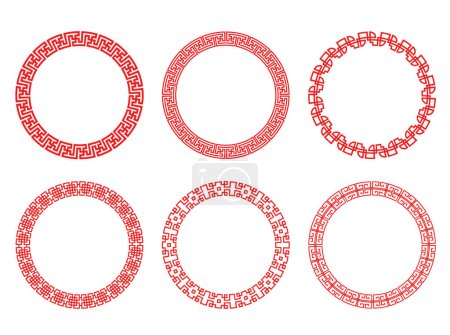 Foto de Marcos redondos decorativos en estilo chino, adorno de círculo asiático étnico, anillo de patrón de china, vector - Imagen libre de derechos