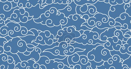 Foto de Fondo sin costuras con nubes en estilo chino, patrón de cielo nublado, vector - Imagen libre de derechos