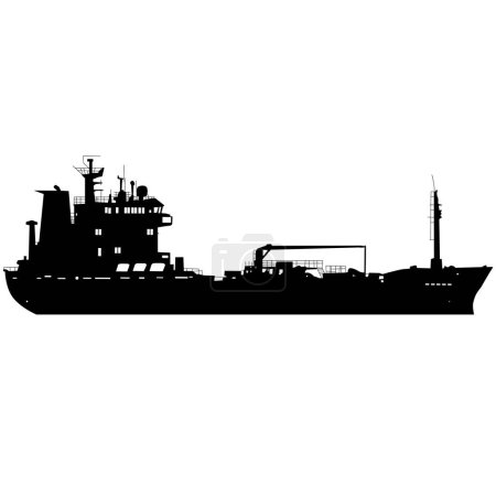 Téléchargez les illustrations : Silhouette sur fond blanc d'un navire de transport. - en licence libre de droit