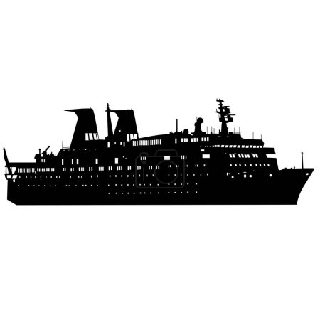 Téléchargez les illustrations : Silhouette sur fond blanc d'un navire de transport. - en licence libre de droit