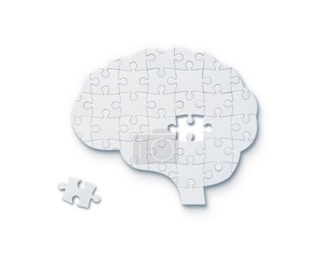 Téléchargez les photos : Puzzle en forme de cerveau humain isolé sur fond blanc - en image libre de droit