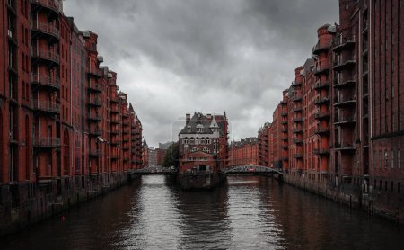 Photo for Empty Hamburg Speicherstadt warehouse district with copy space - Royalty Free Image