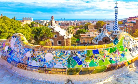 Barcelona city panoramic view of Parc Guell