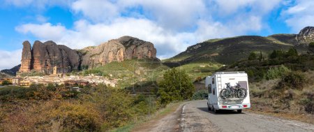 Photo for Motorhome on the road to Aguero village, Aragon in Spain - Royalty Free Image