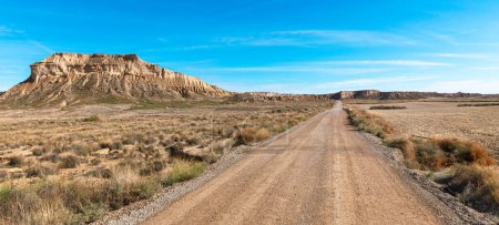 Photo for Bardenas reales road in the desert in Spain - Royalty Free Image