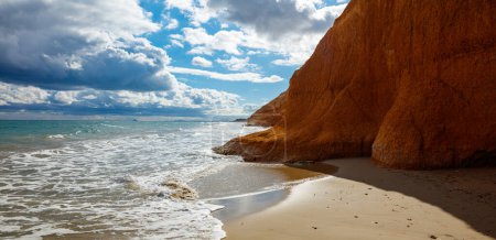 Coast sea mediterranean,  beach and cliff, Campoamor, Alicante province in Spain