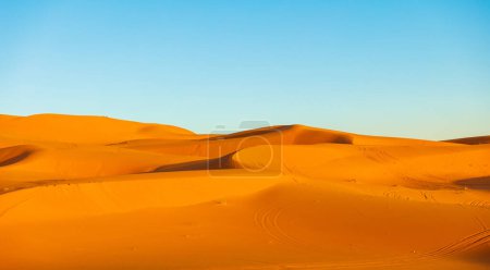 Photo for Sahara dunes desert panorama, Merzouga, Morocco - Royalty Free Image