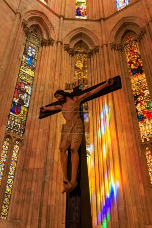 Photo for Jesus Christ on the cross in a cathedral- Monastery batalha, Portugal - Royalty Free Image