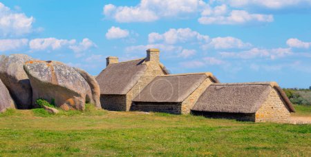 Meneham village- House and granite rocks, Finistere, Brittany in France