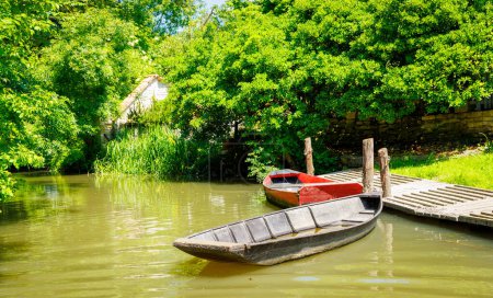 Foto de Marais poitevin, pantano francés, bosque que refleja en el río-Nouvelle aquitaine en Francia-Venecia verde - Imagen libre de derechos
