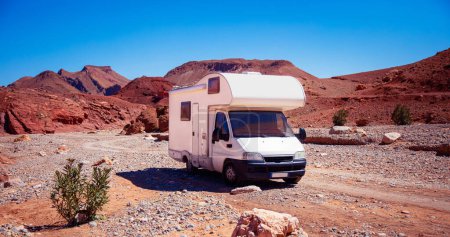 Photo for Motorhome in the desert- travel destination, vacation, road trip - Royalty Free Image