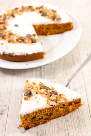 Photo for Carrot cake with dried fruits - Royalty Free Image