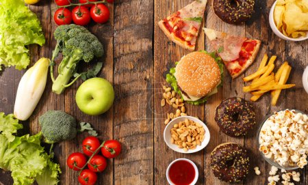 Photo for Health food vs fast food - Royalty Free Image