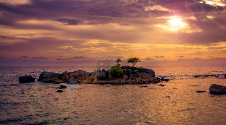 Photo for Greek island in mediterranean sea at sunset - Royalty Free Image
