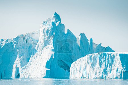 Photo for Big blue icebergs in Atlantic ocean, Ilulissat icefjord, western Greenland. Summer landscape - Royalty Free Image