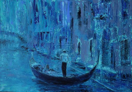 Photo for Blue art painting of the gondola in Venice Italy - Royalty Free Image