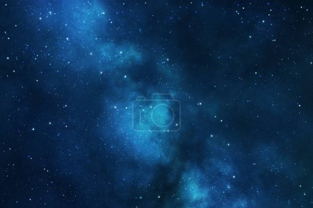 Illustration du ciel nocturne bleu profond avec la Voie lactée et des centaines d'étoiles