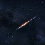 Illustration of a bright meteor flying in the starry sky