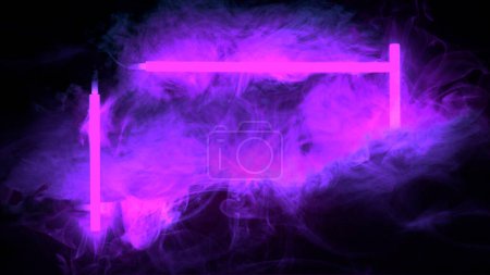 Téléchargez les photos : Cadre néon coloré avec fumée - en image libre de droit