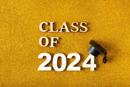 Class of 2024 text with graduated cap. Graduation holiday concept-stock-photo
