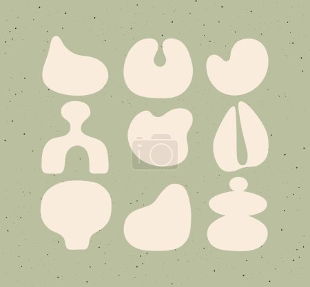 Illustration for Abstract art styled icons different shapes drawing on brown background - Royalty Free Image